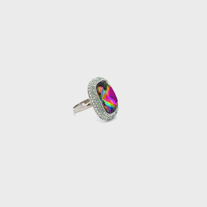 Vibrant Rainbow Crystal Ring