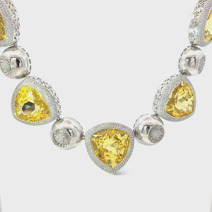 Elegant Yellow Sehrova Crystal Necklace