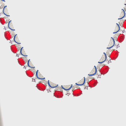 Elegant Red and Blue Necklace