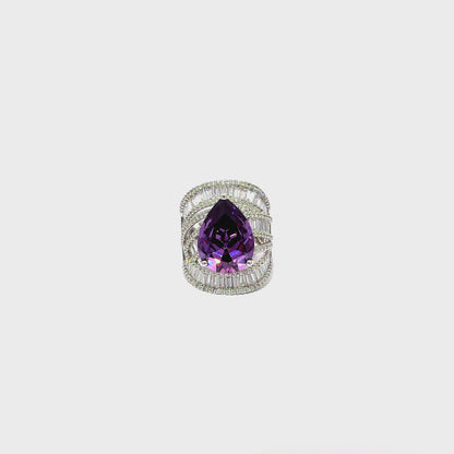 Elegant Purple Crystal Ring