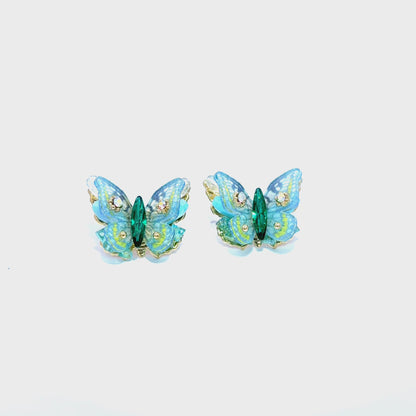 Gold Stud Earrings with Cabochon Emeralds