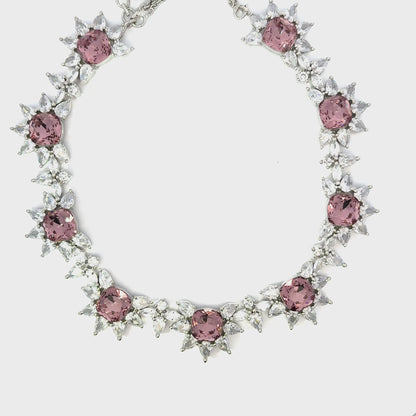 Pink Rhodium Crystal Necklace