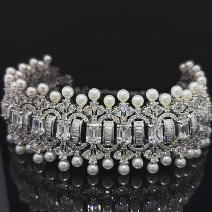 Elegant Silver and Pearl Chokar