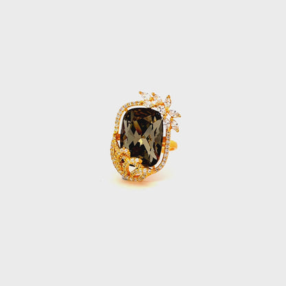 Elegant Gold and Smoky Quartz Ring