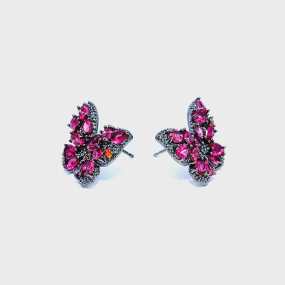 Classic Ruby Cluster Stud Earrings