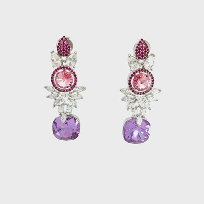 Elegant Pink and Purple Drop Earrings