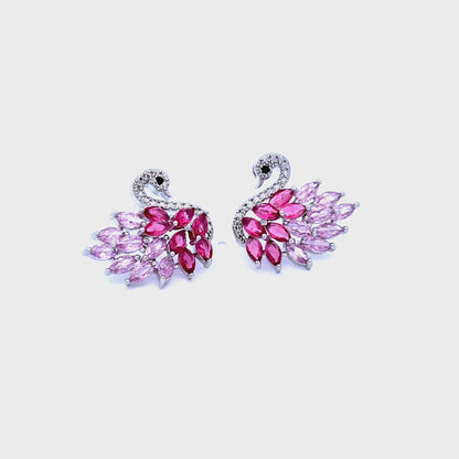 Elegant Pink Swan Studs