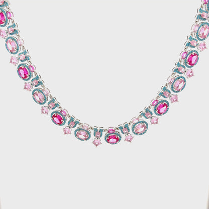 Elegant Pink and Blue Necklace