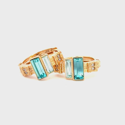 Yellow Gold Earring Featuring Emerald-Cut Aquamarine