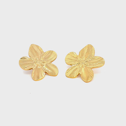 Floral Gold Stud Earrings