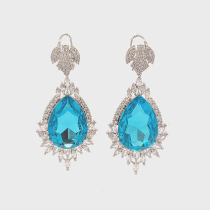 Sparkling Drop Blue Sehrova Crystal Long Necklace