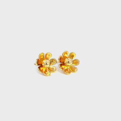 Golden Flower Stud Earrings