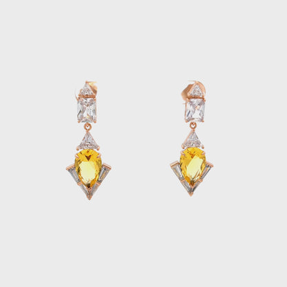 Elegant Yellow and Clear Earrings