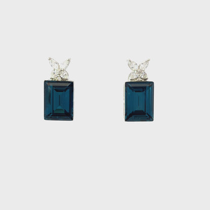 Elegant Sapphire Blue Crystal Pendant Set