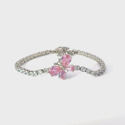 Pink Butterfly Crystal Bracelet