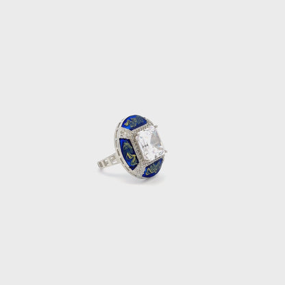 Elegant Blue and Silver Ring